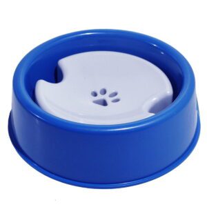 Bebedouro anti-respingo azul para cães de pelo longo