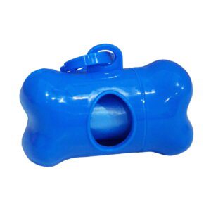 Porta-saco cata caca azul com sacos de lixo