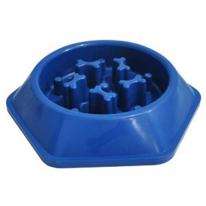 Comedouro lento de plástico azul em formato de labirinto